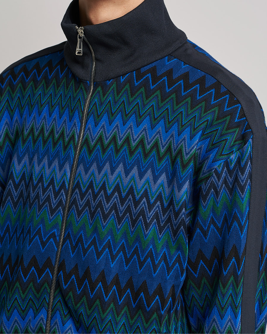 Homme | Pulls Et Tricots | Missoni | Chevron Full Zip Sweater Navy