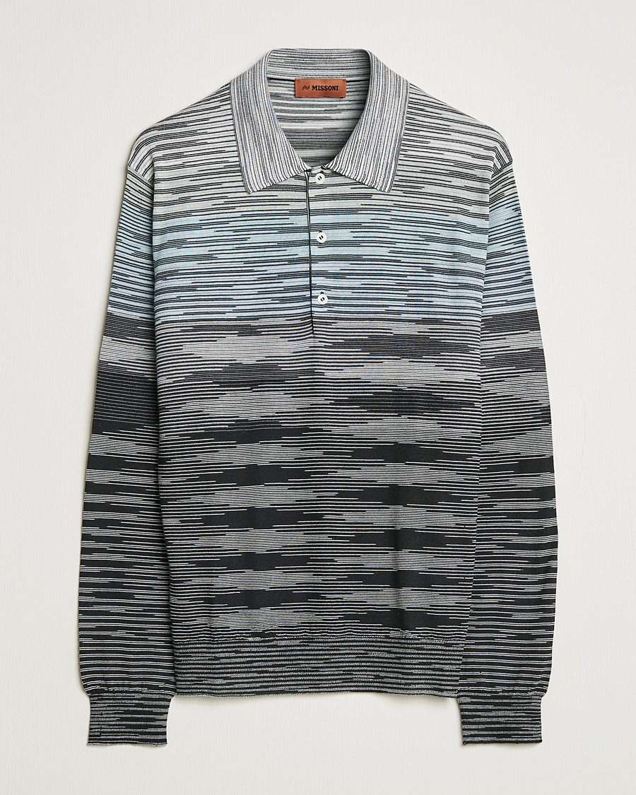 Homme | Pulls Et Tricots | Missoni | Fiammato Knitted Polo Blue/Grey