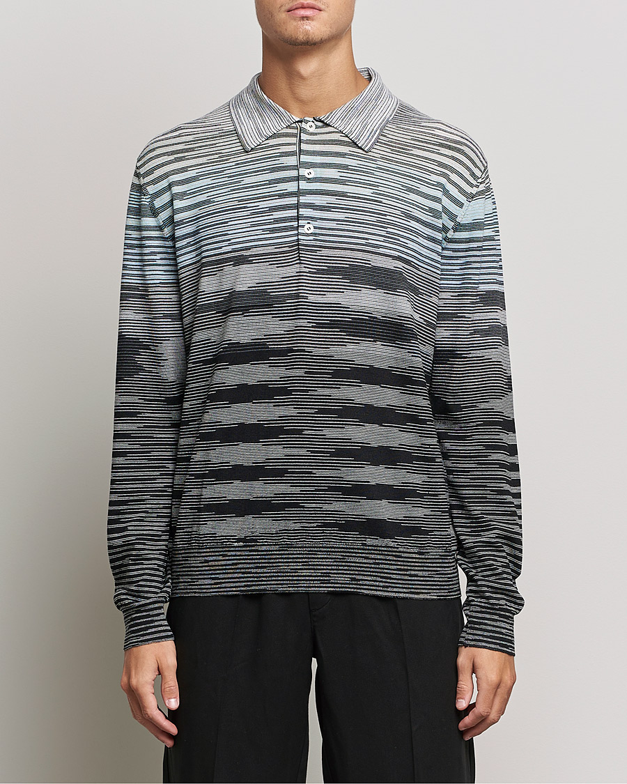 Homme | Pulls Et Tricots | Missoni | Fiammato Knitted Polo Blue/Grey