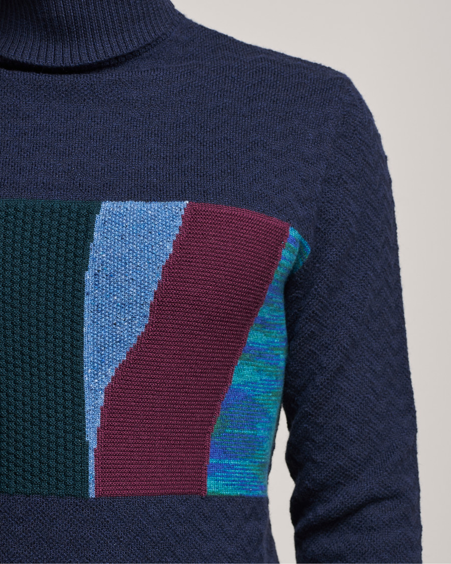 Homme | Pulls Et Tricots | Missoni | Patchwork Chevron Turtleneck Navy