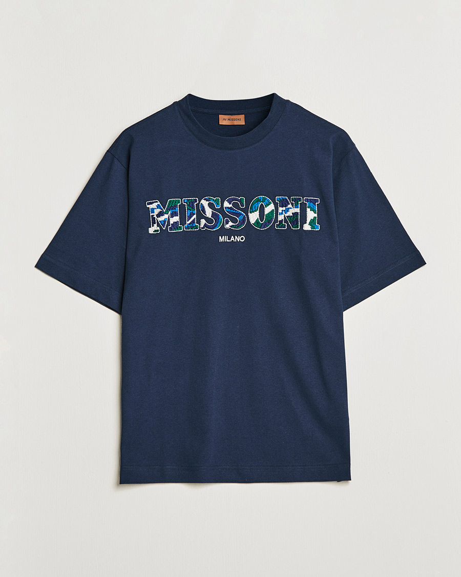 Homme | T-shirts | Missoni | Embroidered Logo T-Shirt Dark Blue