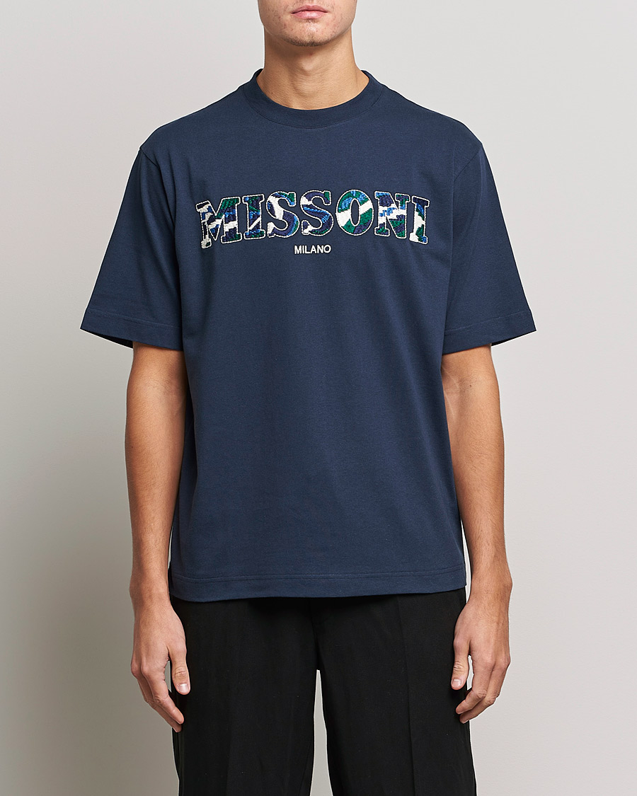 Homme | T-shirts | Missoni | Embroidered Logo T-Shirt Dark Blue