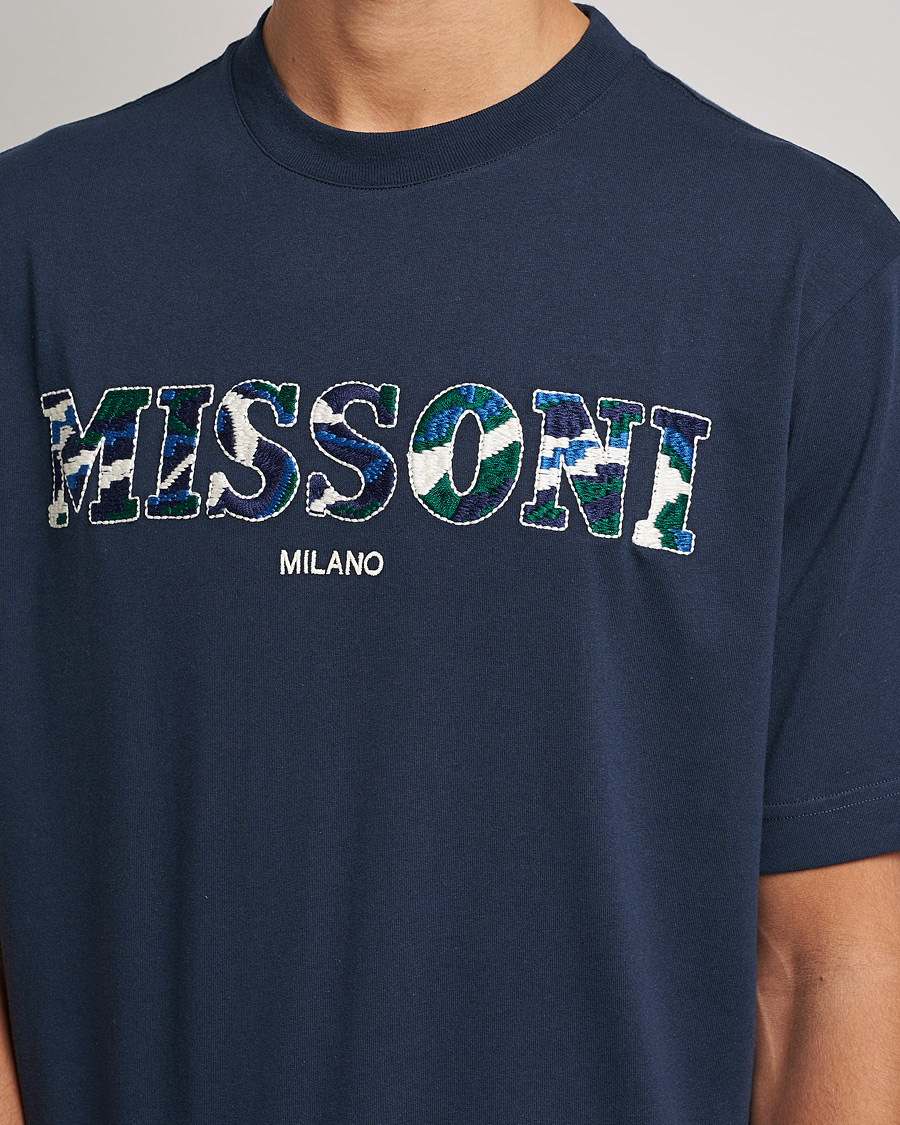 Homme | T-shirts | Missoni | Embroidered Logo T-Shirt Dark Blue