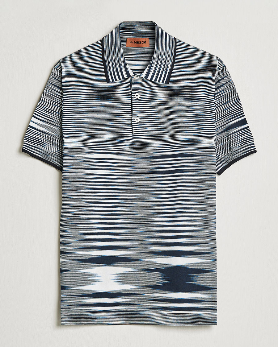 Homme | Polos | Missoni | Fiammato Knitted Polo Navy/White