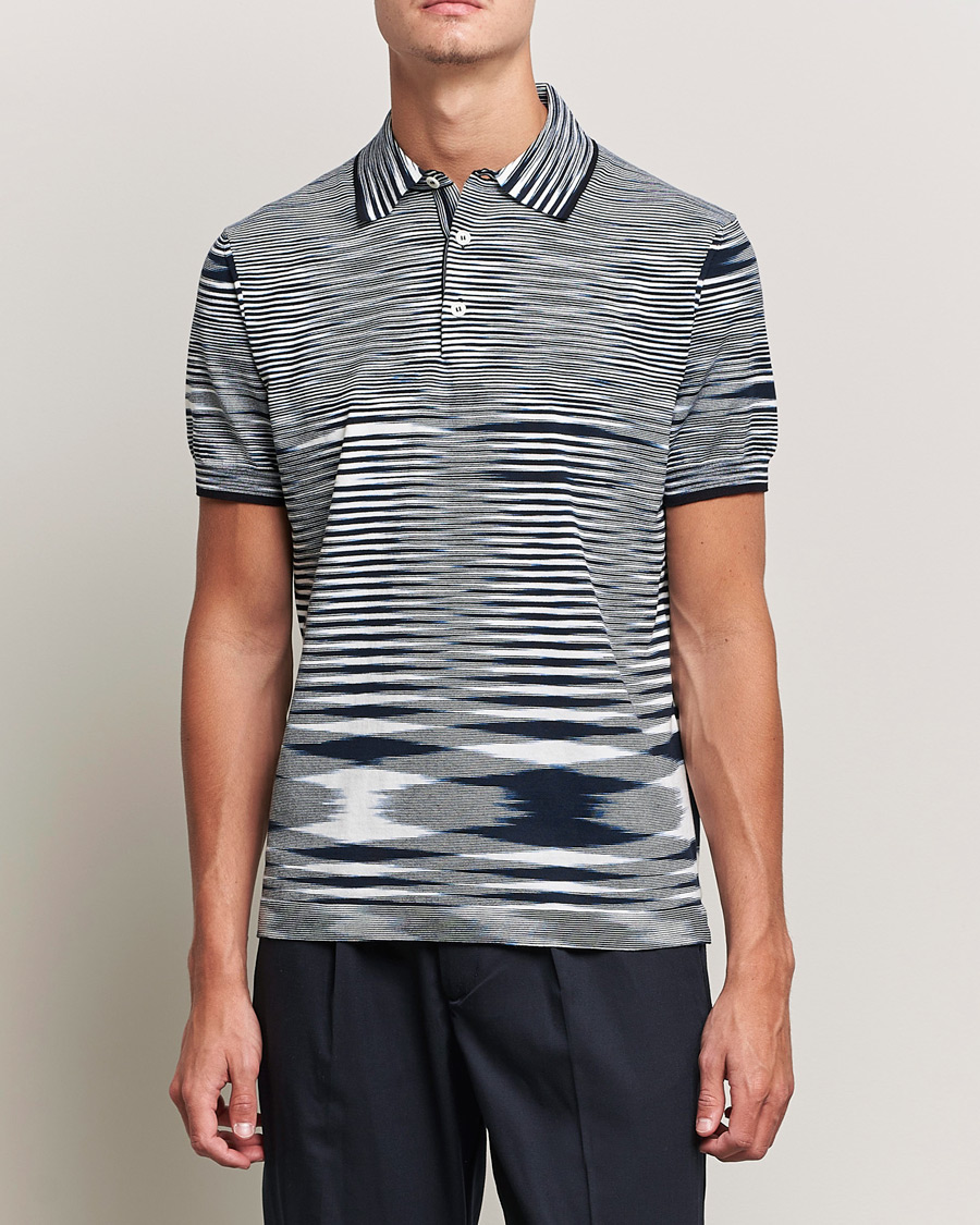 Homme | Polos | Missoni | Fiammato Knitted Polo Navy/White