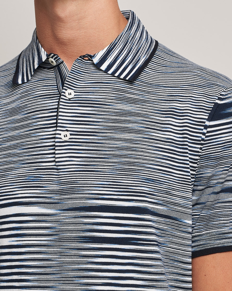 Homme | Polos | Missoni | Fiammato Knitted Polo Navy/White
