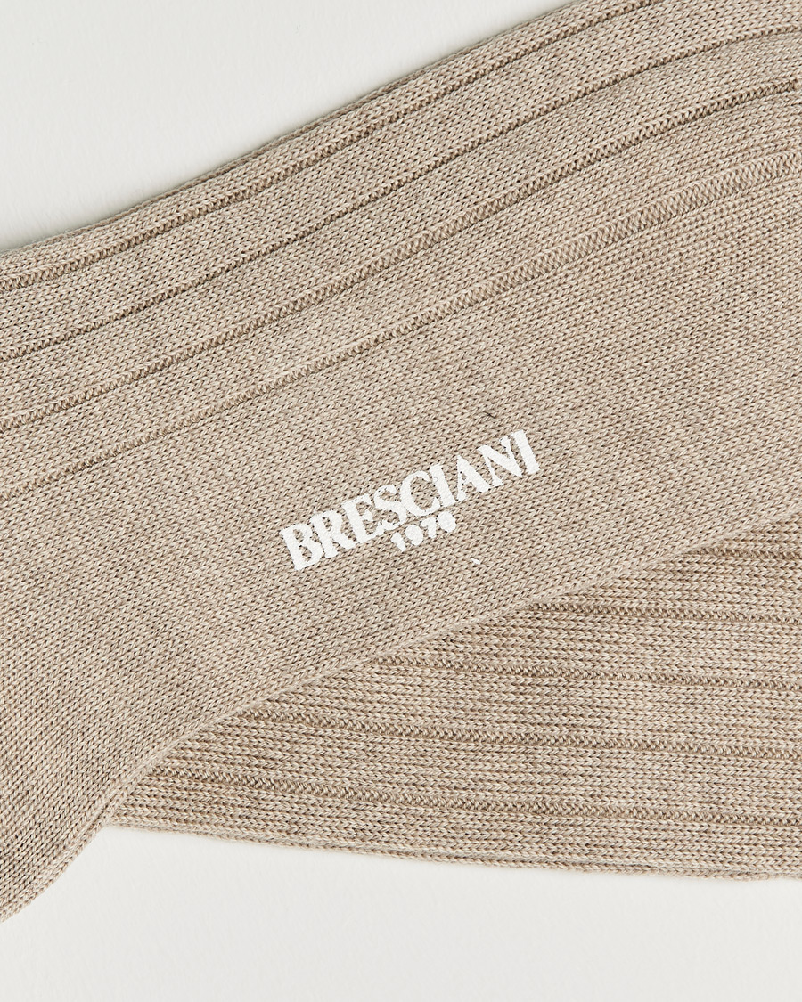 Homme |  | Bresciani | Wool/Nylon Heavy Ribbed Socks Beige