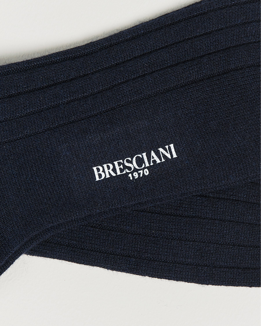 Homme | Sous-Vêtements Et Chaussettes | Bresciani | Pure Cashmere Ribbed Socks Navy