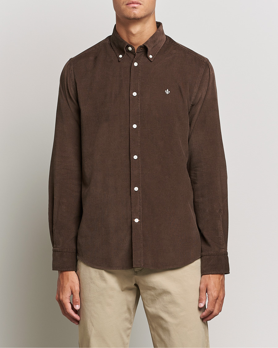 Homme | Chemises | Morris | Douglas Corduroy Button Down Shirt Dark Brown