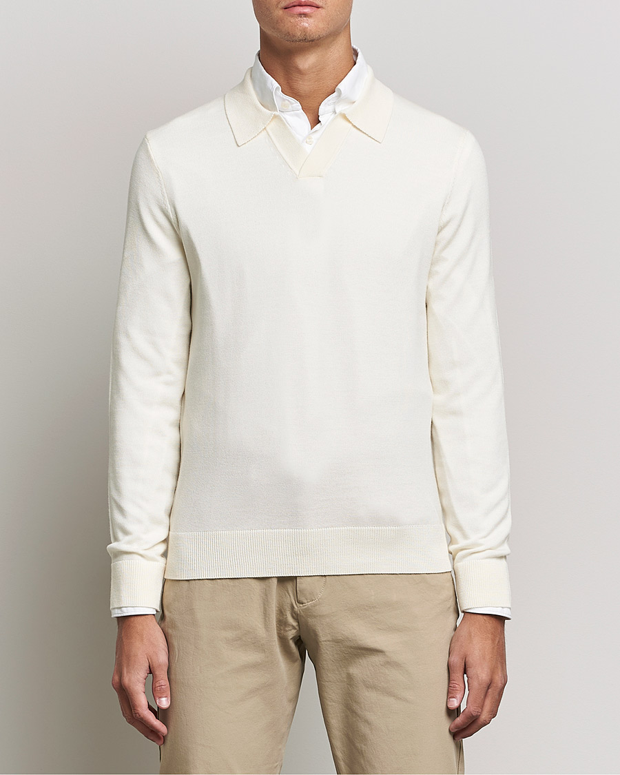 Homme | Pulls Et Tricots | Morris | Delon Merino Knitted Polo Shirt Off White