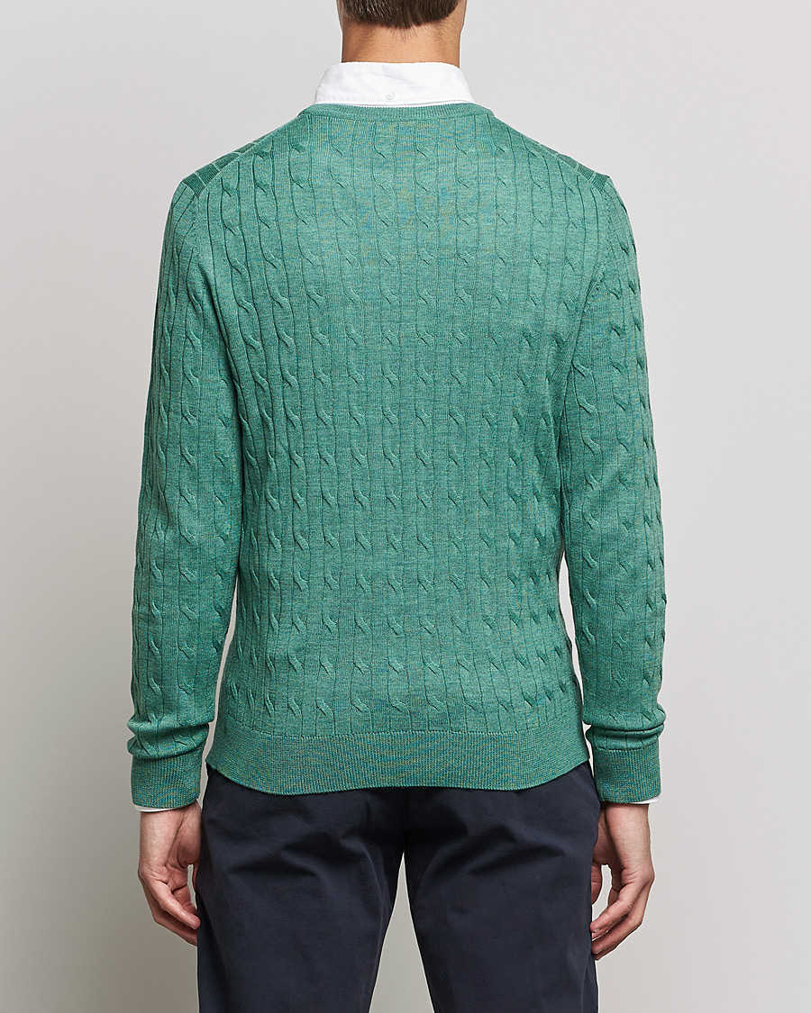 Homme | Pulls Et Tricots | Morris | Merino Cable Crew Neck Pullover Mineral Green