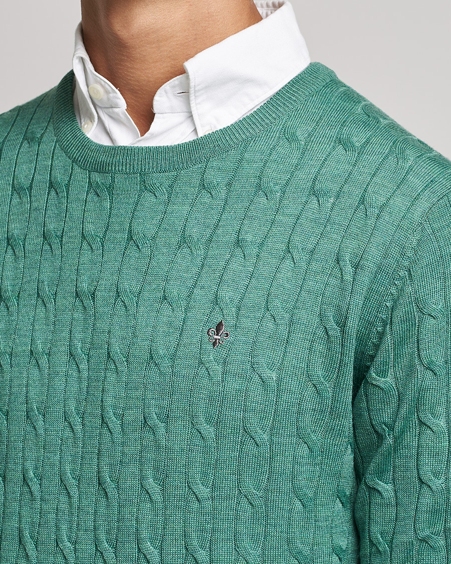 Homme | Pulls Et Tricots | Morris | Merino Cable Crew Neck Pullover Mineral Green