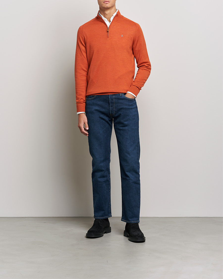 Homme | Pulls Et Tricots | Morris | John Merino Half Zip Orange