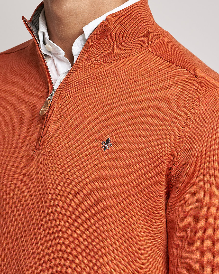 Homme | Pulls Et Tricots | Morris | John Merino Half Zip Orange