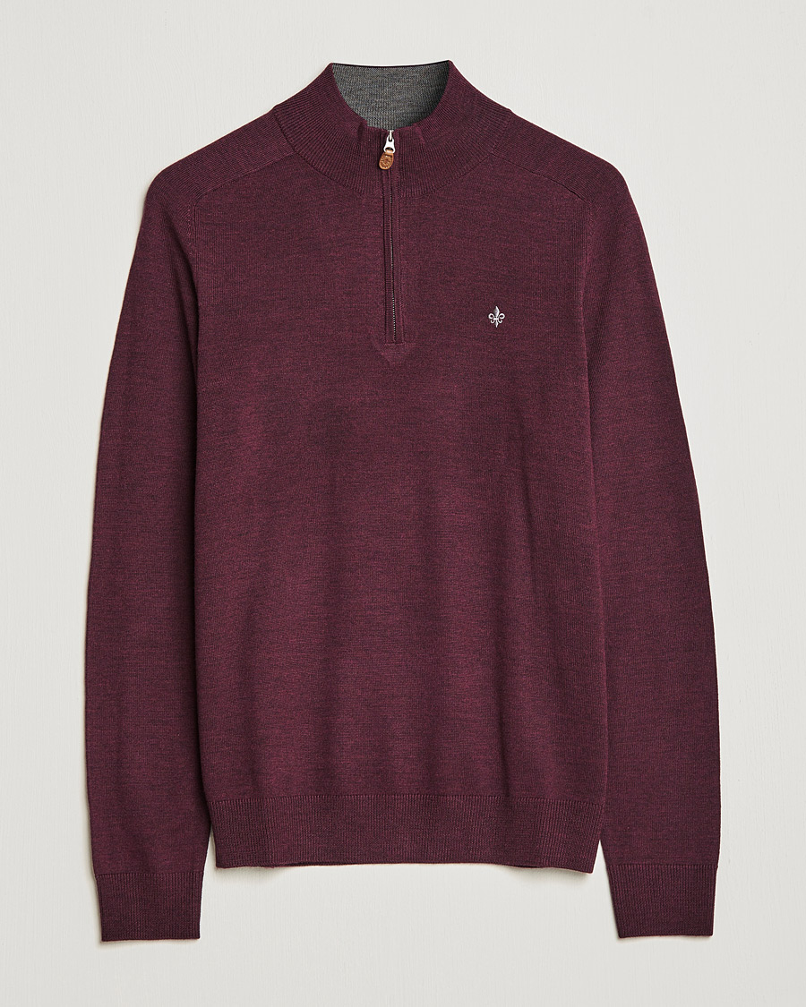 Homme | Pulls Et Tricots | Morris | John Merino Half Zip Burgundy