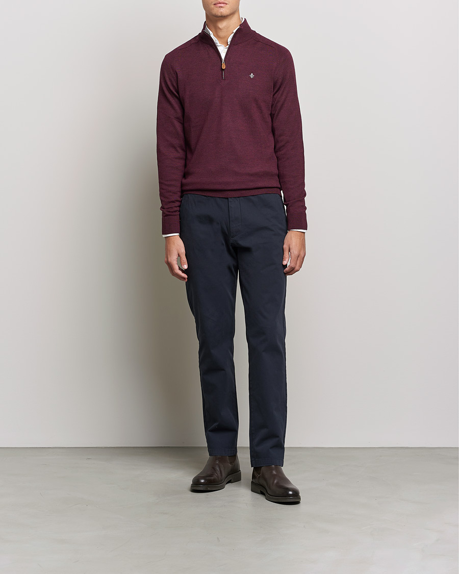 Homme | Pulls Et Tricots | Morris | John Merino Half Zip Burgundy