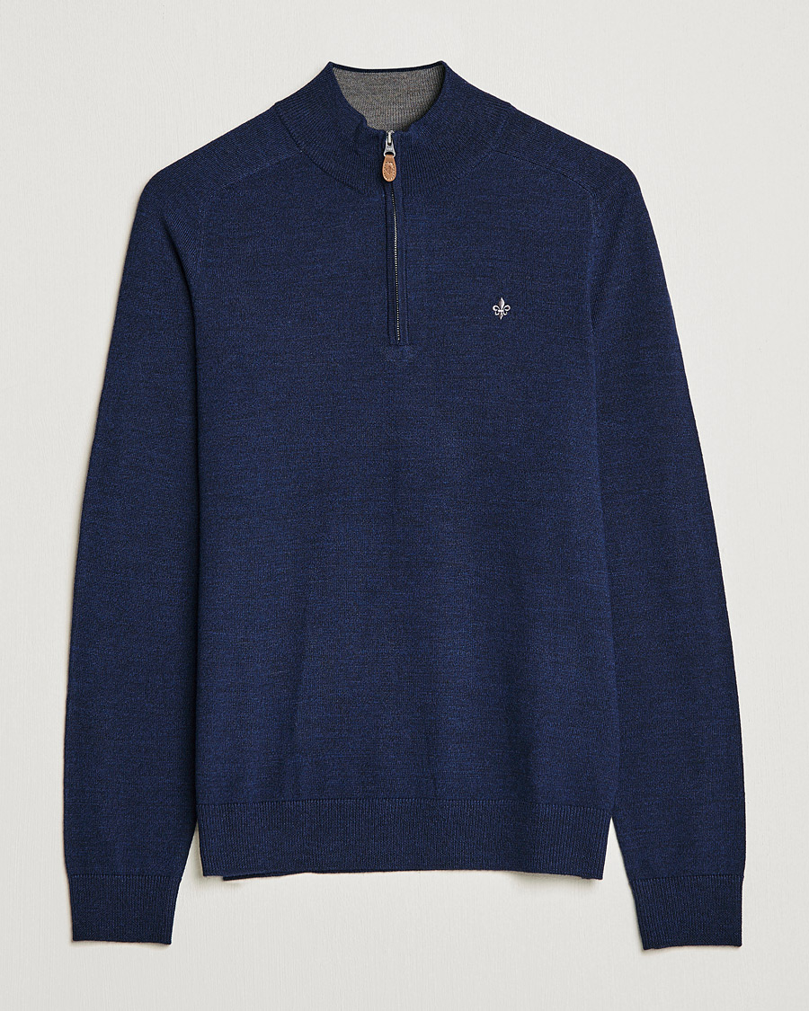 Homme | Pulls Et Tricots | Morris | John Merino Half Zip Blue