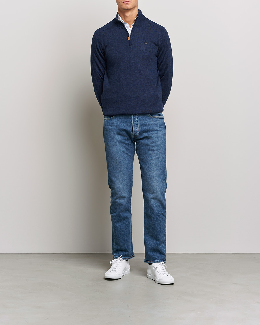 Homme | Pulls Et Tricots | Morris | John Merino Half Zip Blue