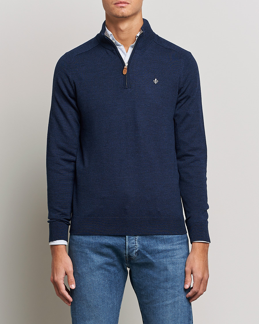 Homme | Pulls Et Tricots | Morris | John Merino Half Zip Blue