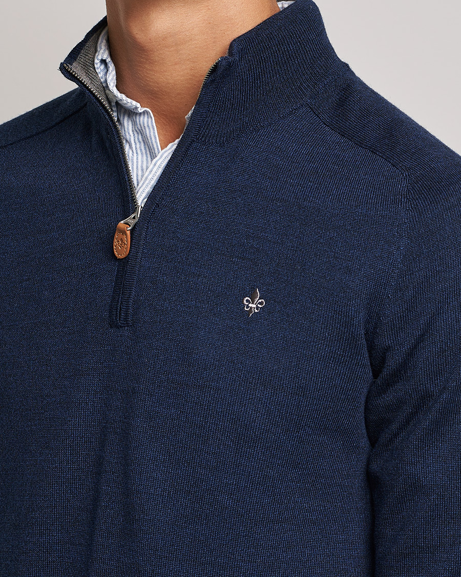Homme | Pulls Et Tricots | Morris | John Merino Half Zip Blue