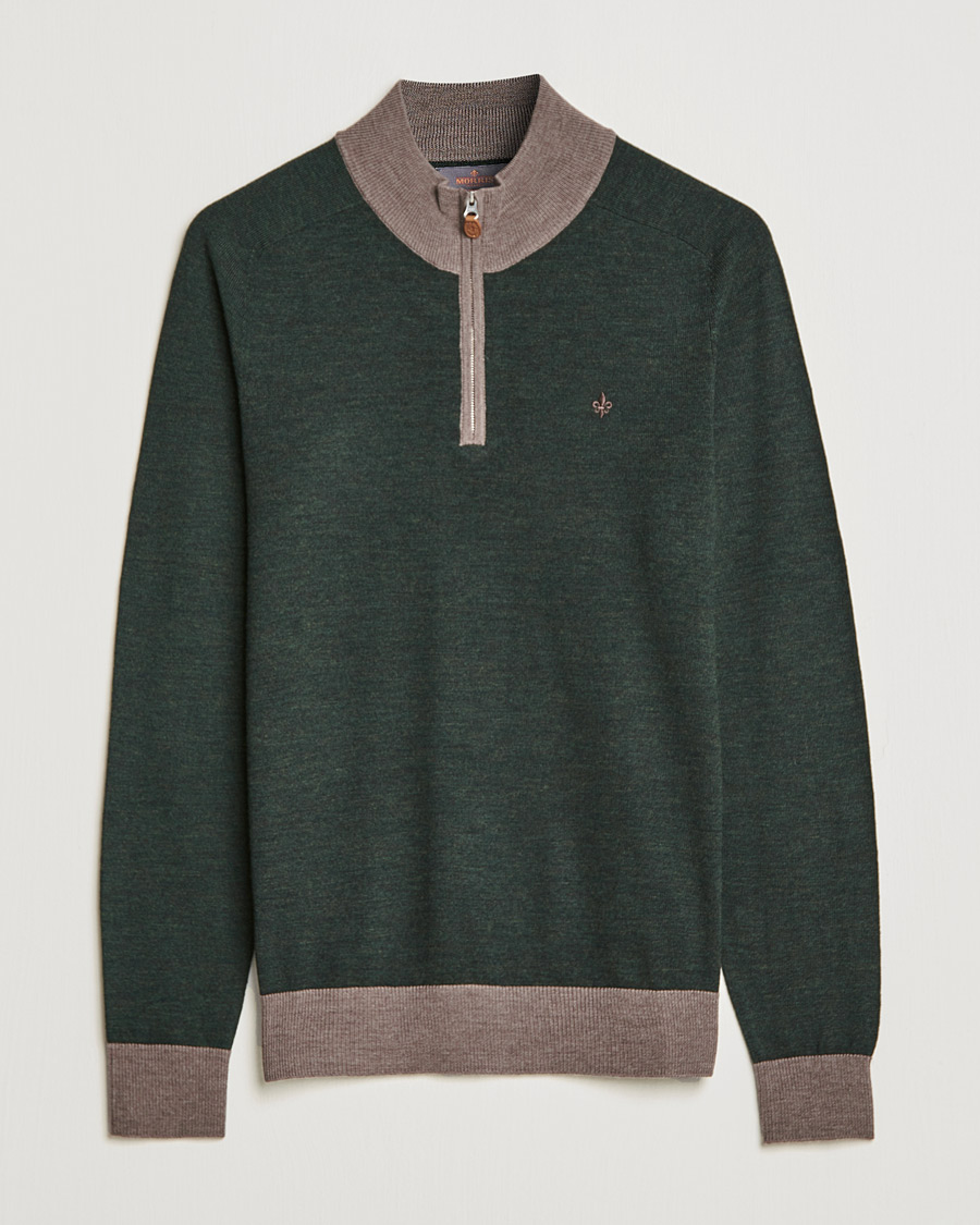 Homme | Pulls Et Tricots | Morris | John Merino Half Zip Green/Brown