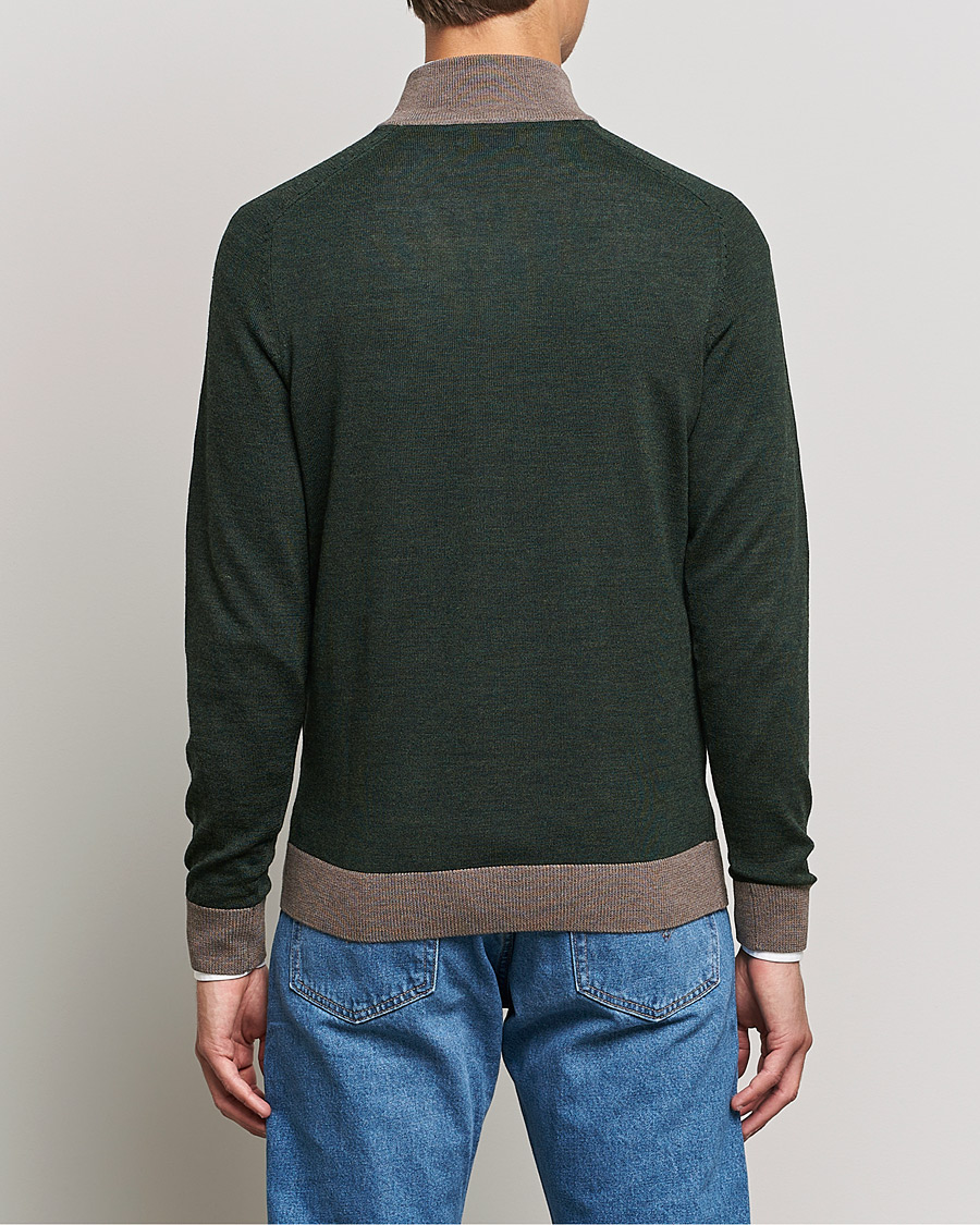 Homme | Pulls Et Tricots | Morris | John Merino Half Zip Green/Brown