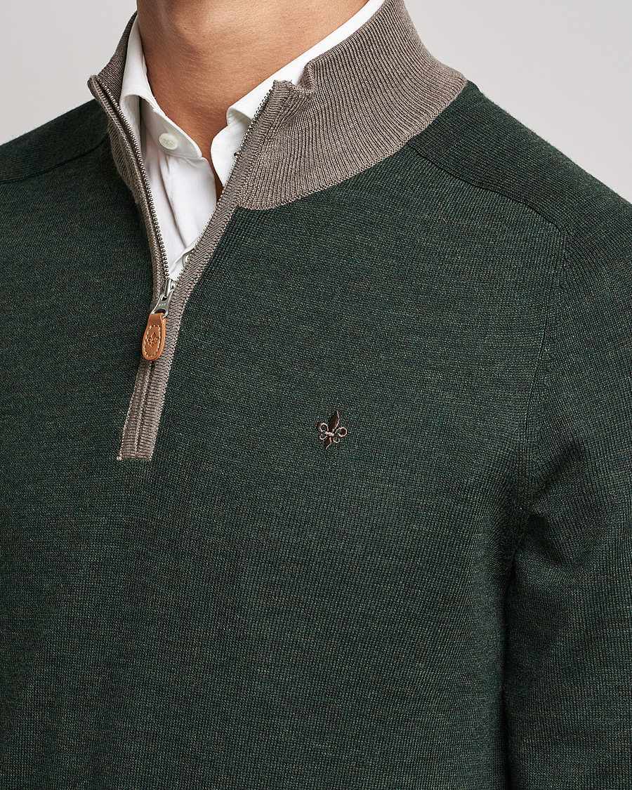 Homme | Pulls Et Tricots | Morris | John Merino Half Zip Green/Brown
