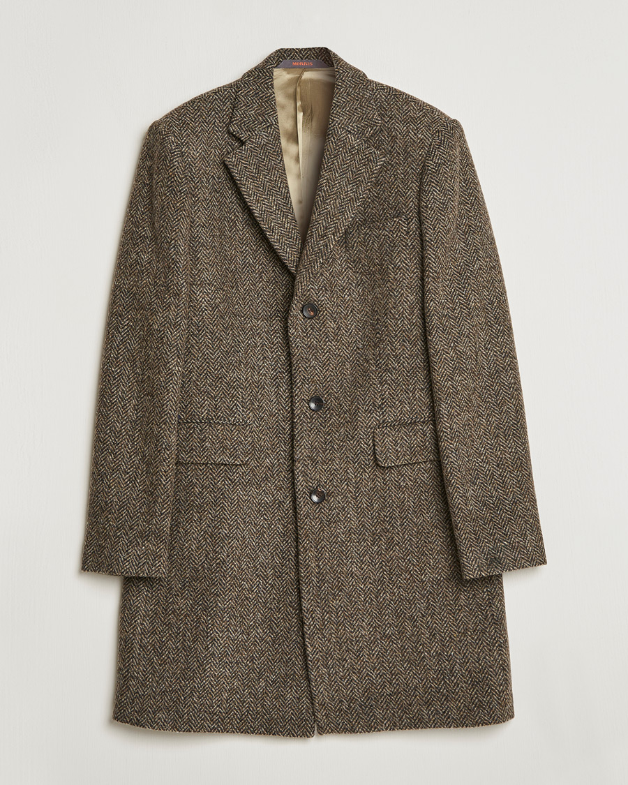 Homme | Manteaux Et Vestes | Morris | Wool Herringbone Coat Dark Brown