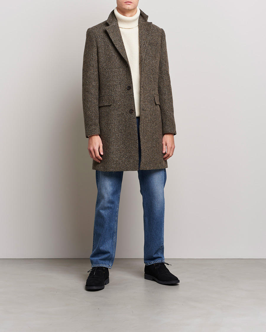 Homme | Manteaux Et Vestes | Morris | Wool Herringbone Coat Dark Brown