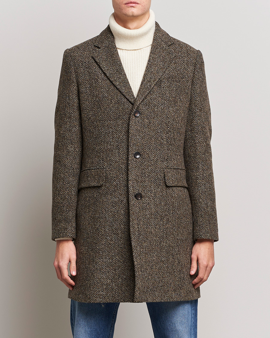 Homme | Manteaux Et Vestes | Morris | Wool Herringbone Coat Dark Brown