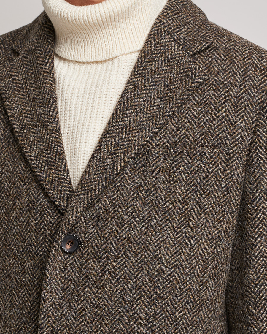 Homme | Manteaux Et Vestes | Morris | Wool Herringbone Coat Dark Brown