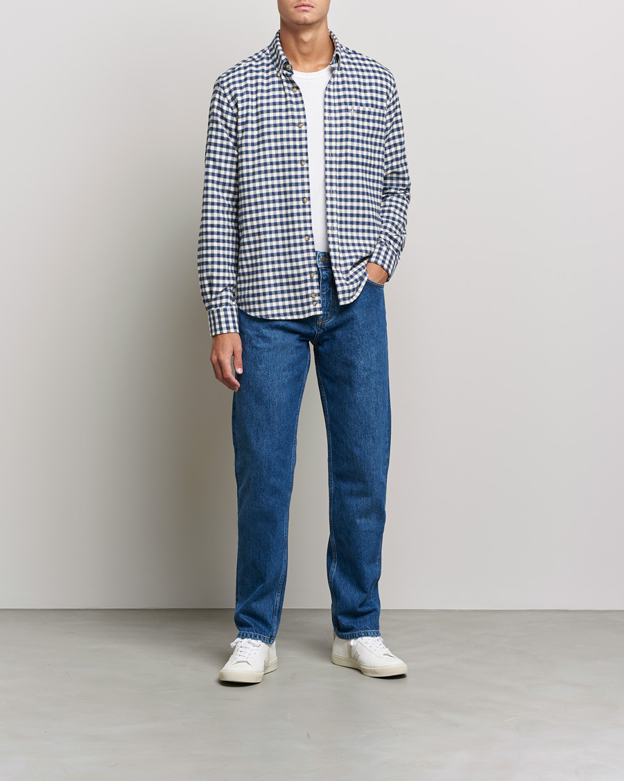 Homme | Chemises | Morris | Brushed Twill Checked Shirt Navy/White