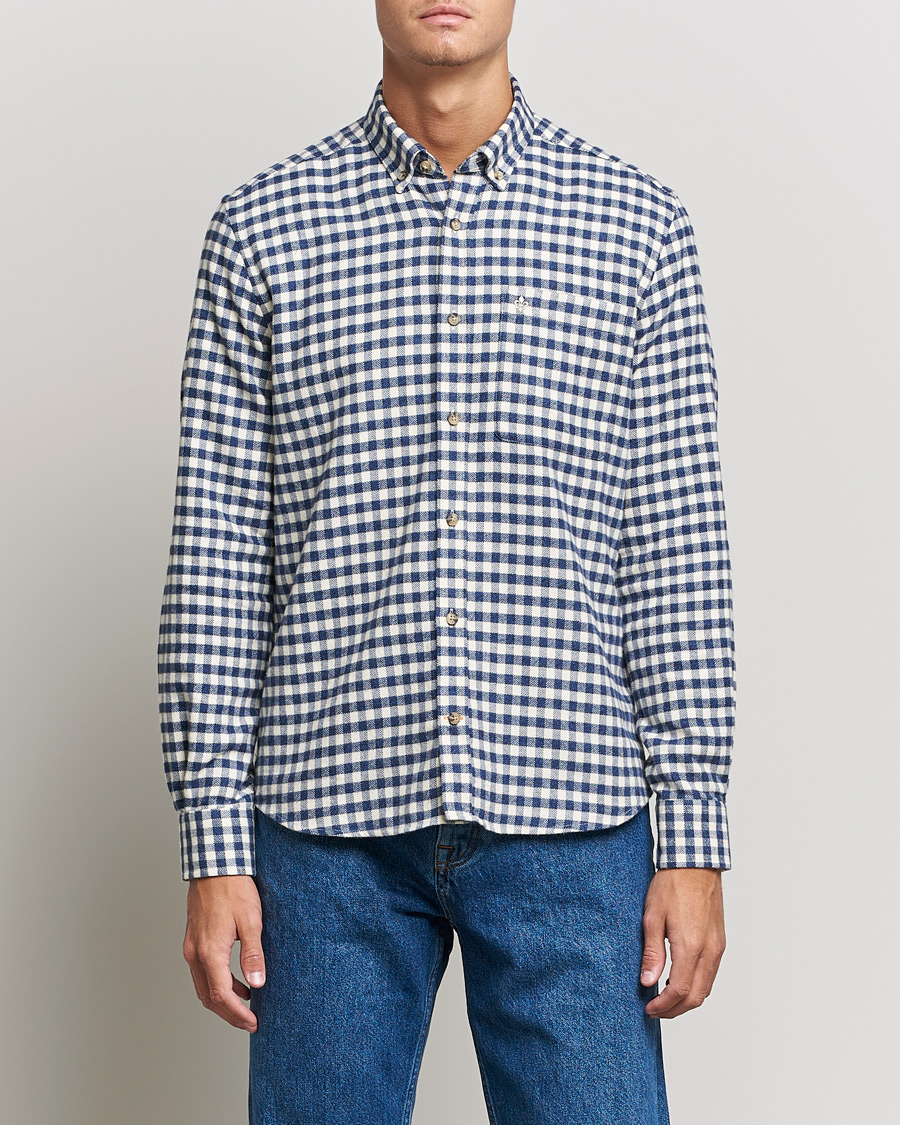 Homme | Chemises | Morris | Brushed Twill Checked Shirt Navy/White