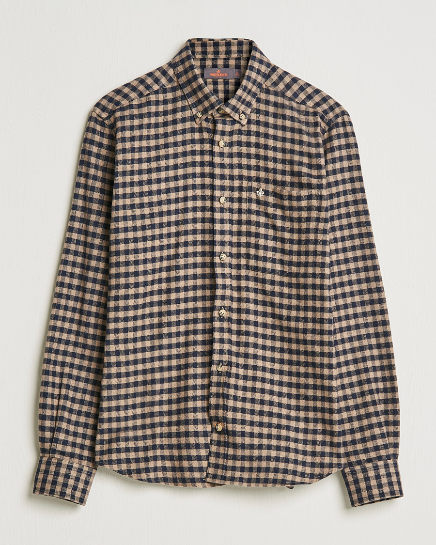 Homme | Chemises | Morris | Brushed Twill Checked Shirt Navy/Brown