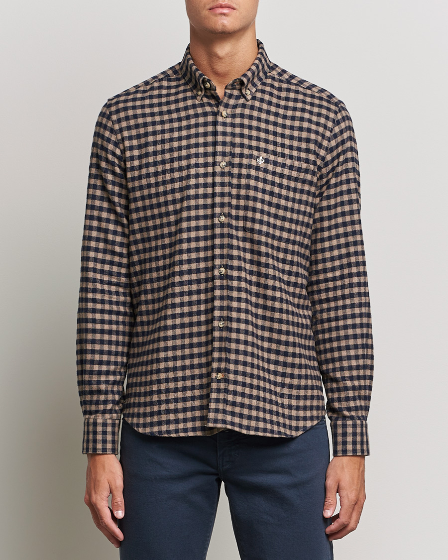 Homme | Chemises | Morris | Brushed Twill Checked Shirt Navy/Brown