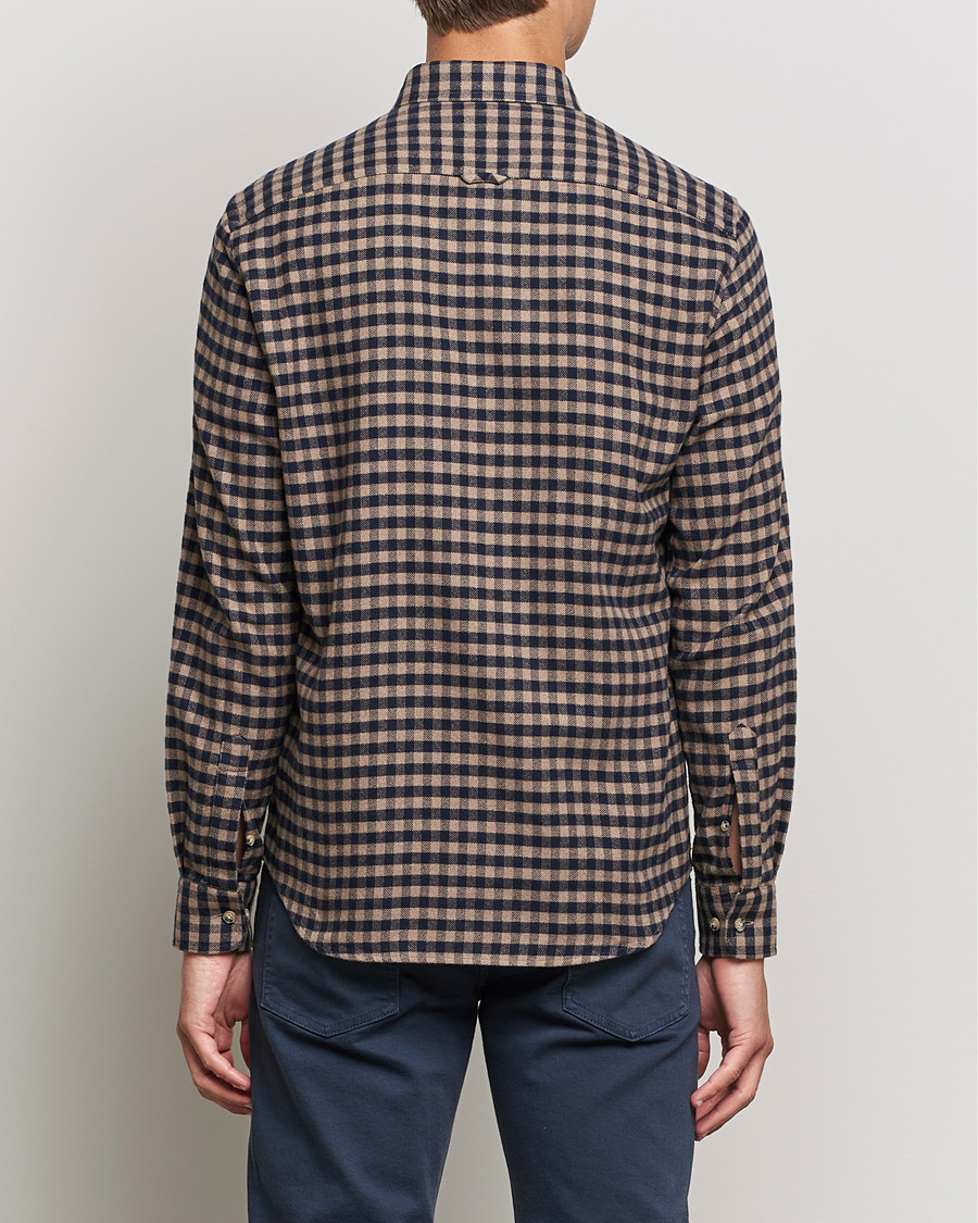 Homme | Chemises | Morris | Brushed Twill Checked Shirt Navy/Brown