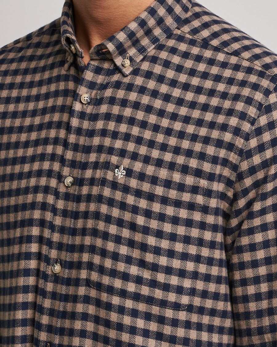 Homme | Chemises | Morris | Brushed Twill Checked Shirt Navy/Brown