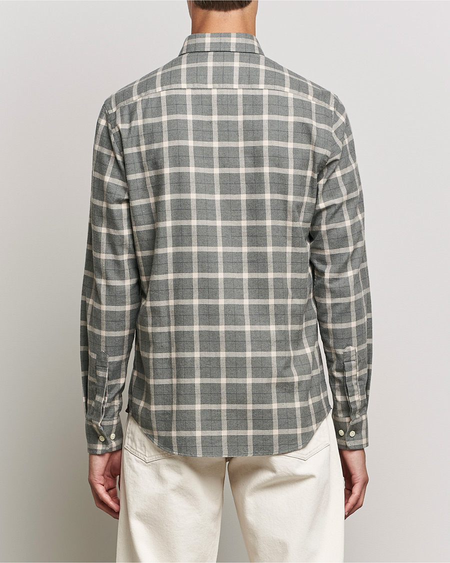 Homme | Chemises | Morris | Brushed Flannel Checked Shirt Light Grey