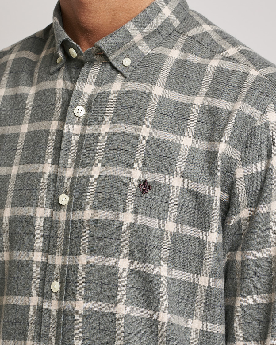 Homme | Chemises | Morris | Brushed Flannel Checked Shirt Light Grey