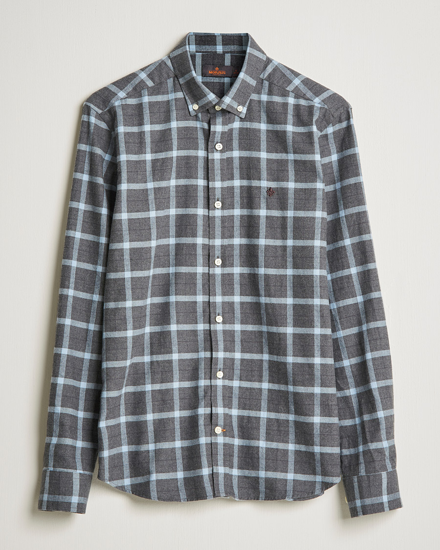 Homme | Chemises | Morris | Brushed Flannel Checked Shirt Dark Grey