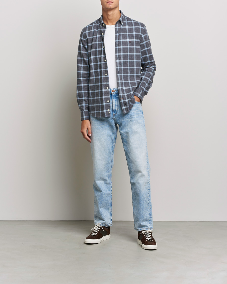 Homme | Chemises | Morris | Brushed Flannel Checked Shirt Dark Grey