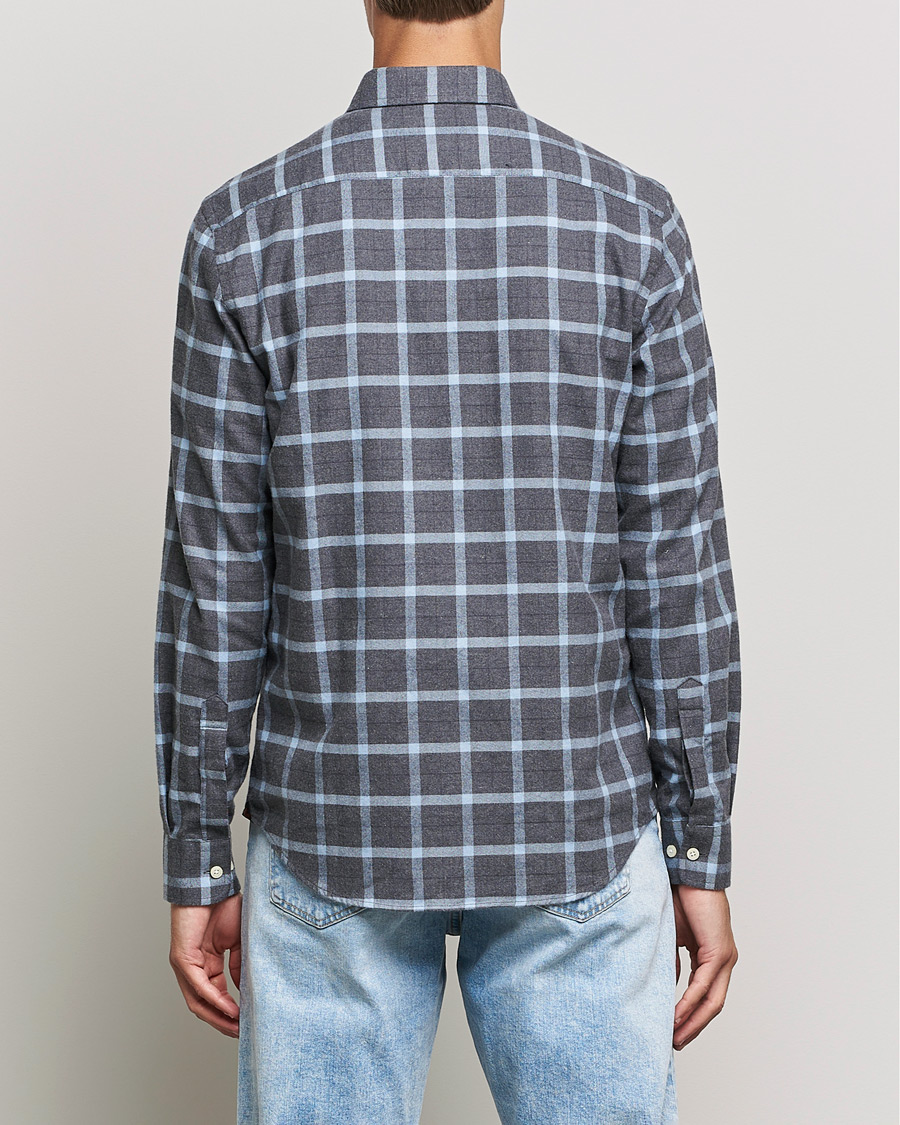 Homme | Chemises | Morris | Brushed Flannel Checked Shirt Dark Grey