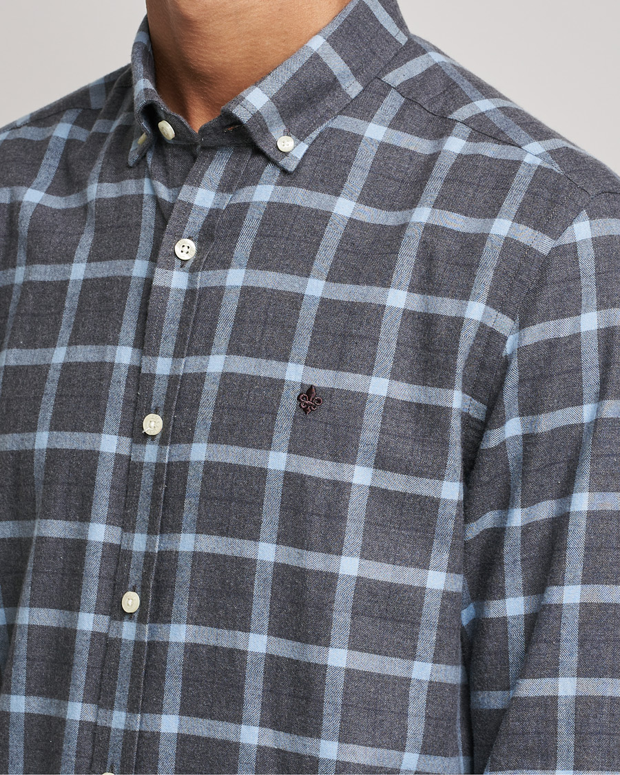 Homme | Chemises | Morris | Brushed Flannel Checked Shirt Dark Grey