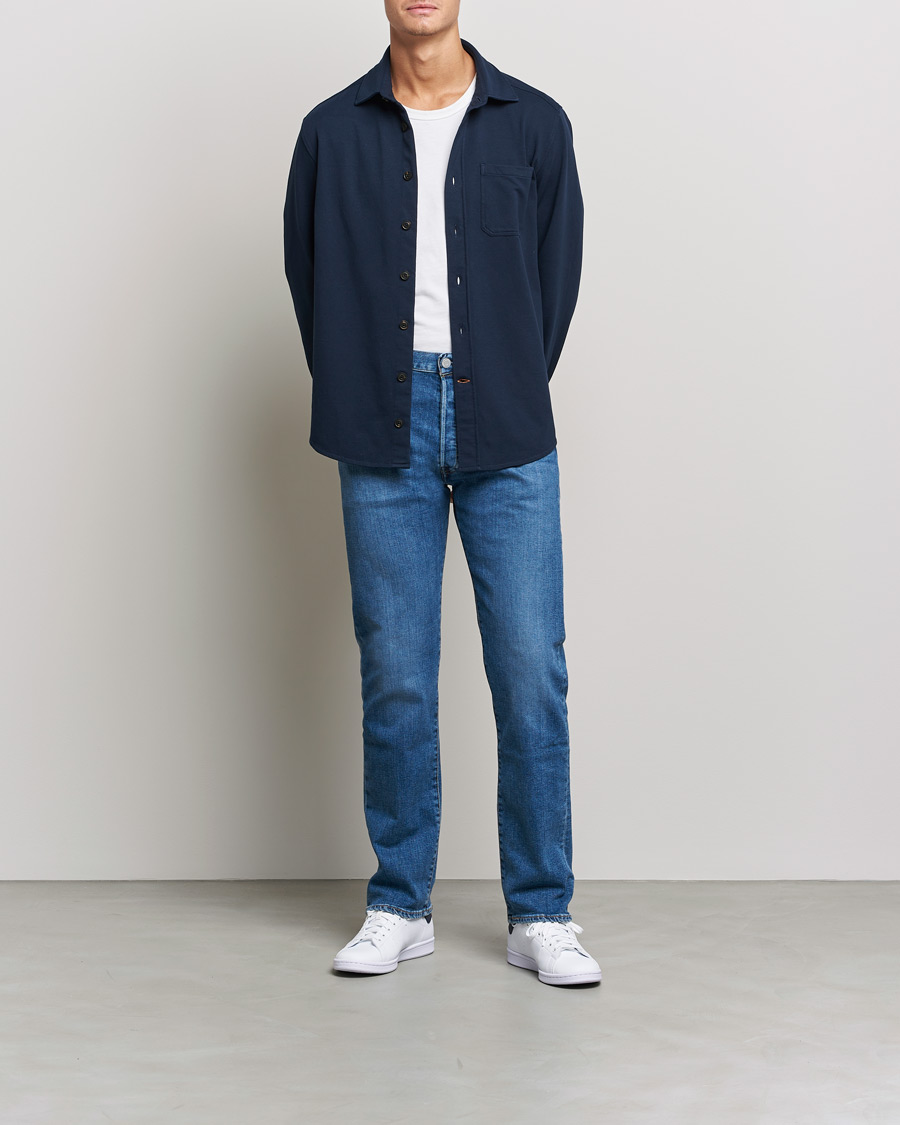 Homme | Chemises | Morris | Cotton Jersey Overshirt Navy