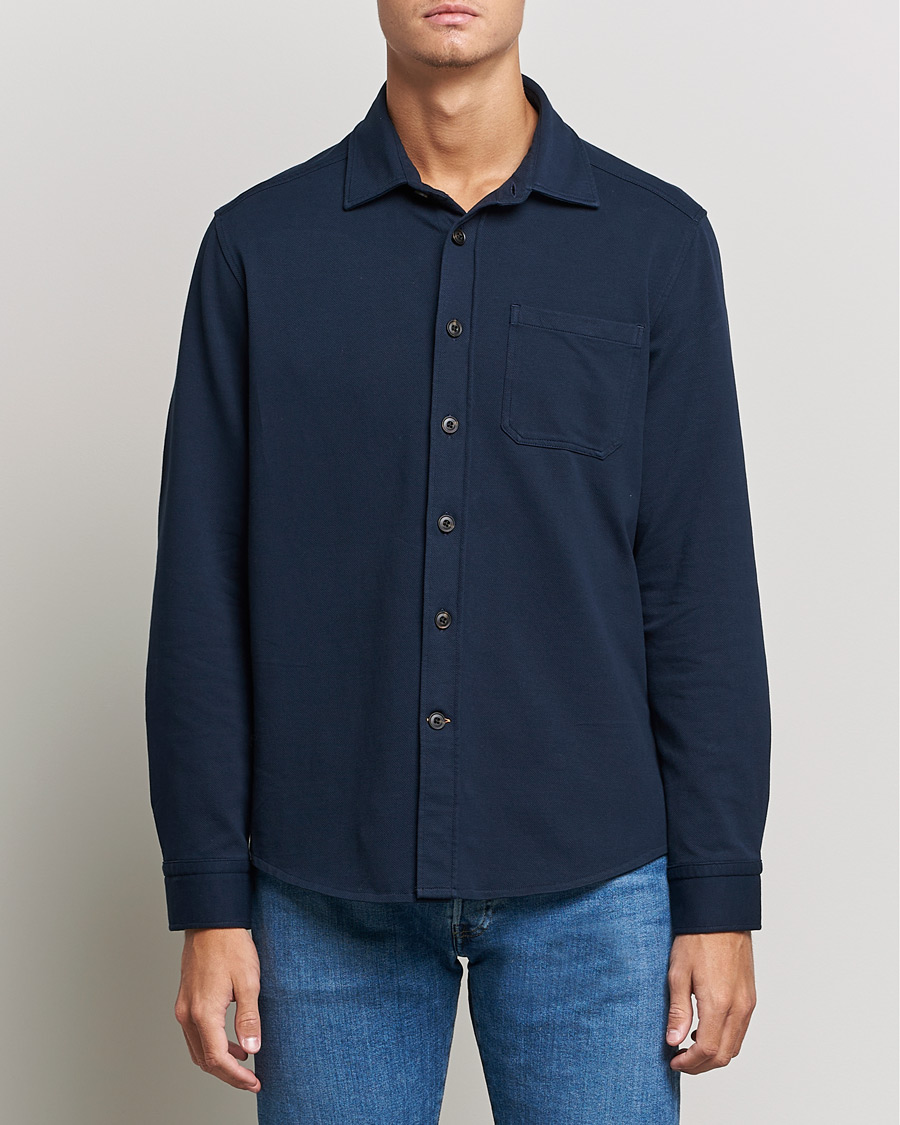 Homme | Chemises | Morris | Cotton Jersey Overshirt Navy