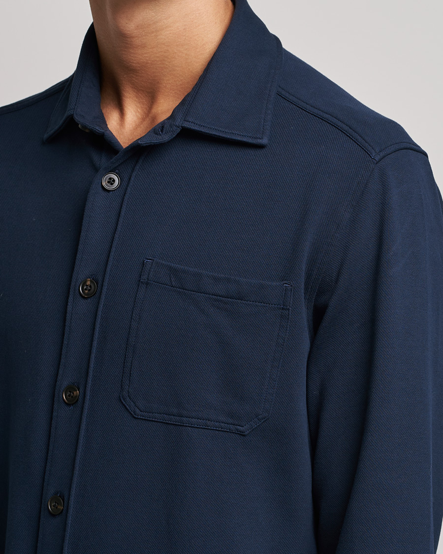 Homme | Chemises | Morris | Cotton Jersey Overshirt Navy