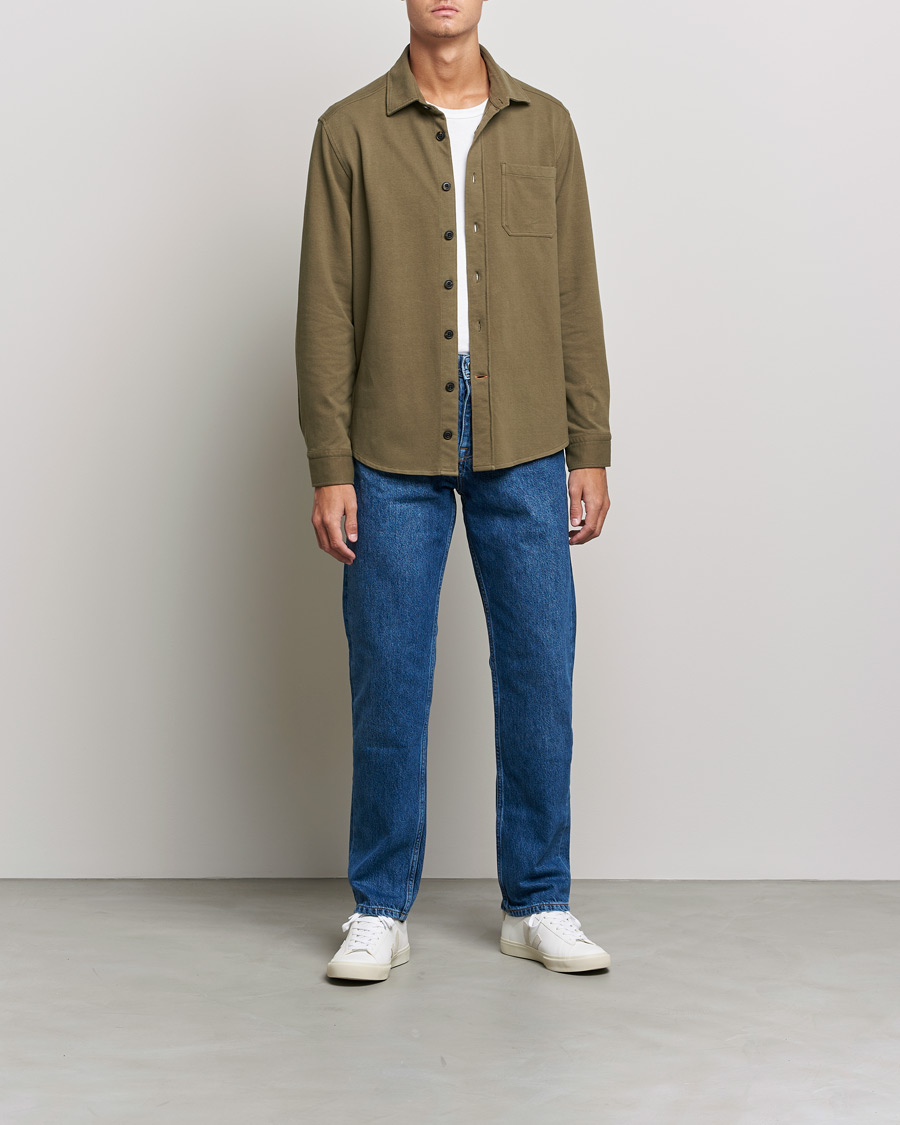 Homme | Chemises | Morris | Cotton Jersey Overshirt Olive