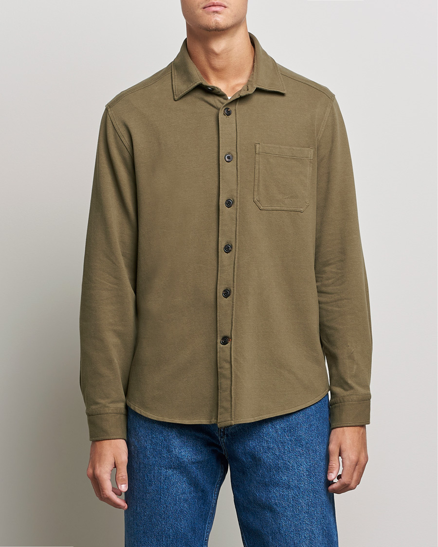 Homme | Chemises | Morris | Cotton Jersey Overshirt Olive