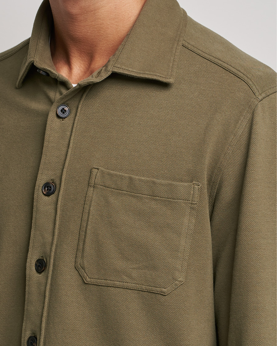 Homme | Chemises | Morris | Cotton Jersey Overshirt Olive