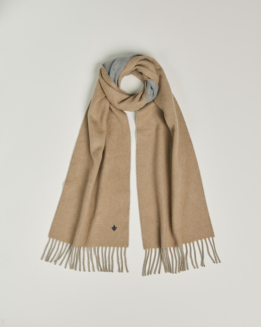 Homme | Morris Double Face Wool Scarf Khaki/Grey | Morris | Double Face Wool Scarf Khaki/Grey